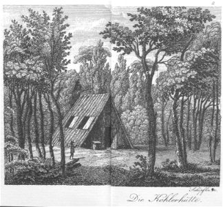 Viktor Heideloff, Die Köhlerhütte, Kupferstich von Schöpflin