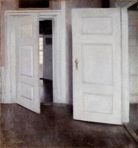 Vilhelm Hammershoi, Hvide dore. Strandgade 30, 1899, 414, Ordrupgaard. Free illustration for personal and commercial use.