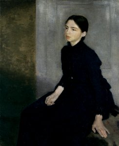 Vilhelm Hammershøi - Portrait of a young woman. The artist's sister Anna Hammershøi - Google Art Project. Free illustration for personal and commercial use.