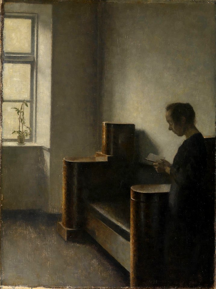 Vilhelm Hammershøi - Interior with the Artist's Wife - NG.M.03352 - National Museum of Art, Architecture and Design