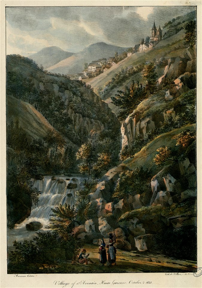 Village de Saint-Aventin, Haute-Garonne. 2 octobre 1821 Village of St. Aventin, Haute Garonne. October 2 1821 - Fonds Ancely - B315556101 A COLSTON 020