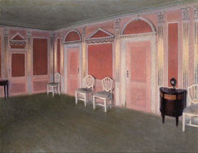 Vilhelm Hammershøi - Interior in Louis Seize style. From the artist's home. Rahbeks Allé - Google Art Project. Free illustration for personal and commercial use.