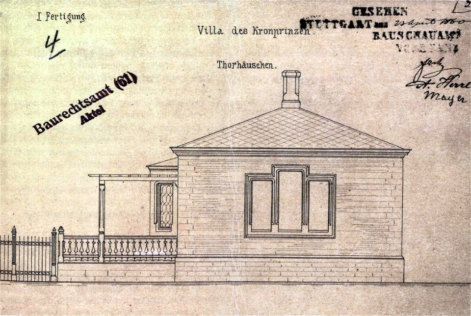 Villa Berg, Torhäuschen am westlichen Parkzugang, 1860