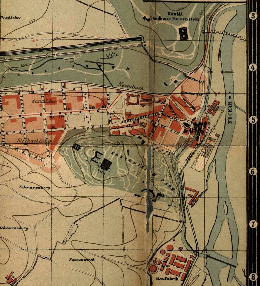 Villa Berg, Stadtplan, 1884