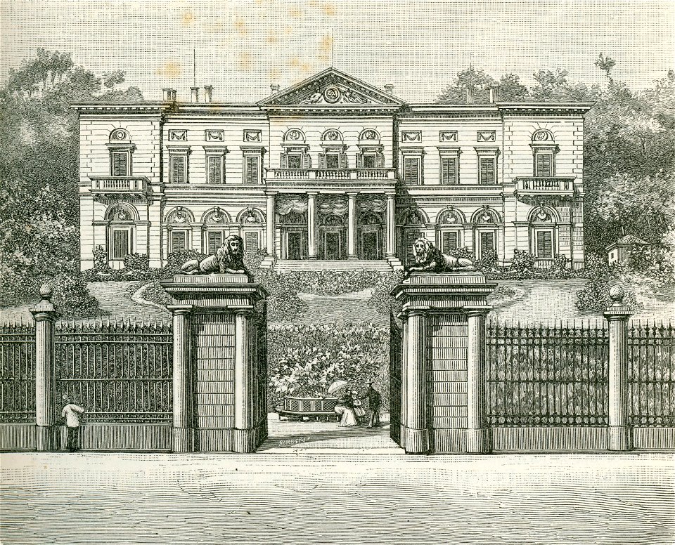 Villa Farraggiana Meina sul lago Maggiore xilografia di Barberis