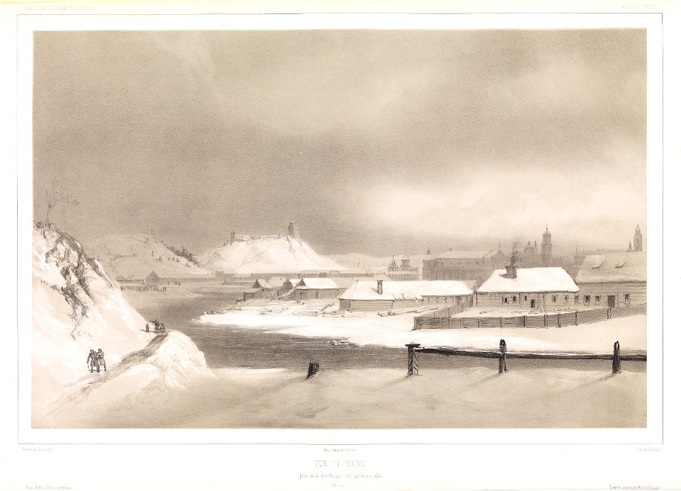 Vilnia, Vialla, Zialony most. Вільня, Вяльля, Зялёны мост (Lauvergne, 1840)
