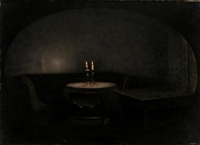 Vilhelm Hammershøi - Interior. Artificial Light - KMS8677 - Statens Museum for Kunst