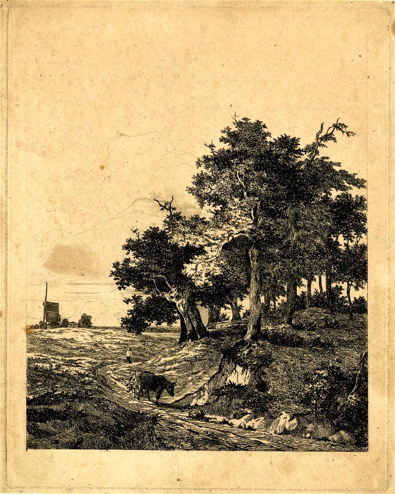 Vincent - View with two cows walking in the foreground