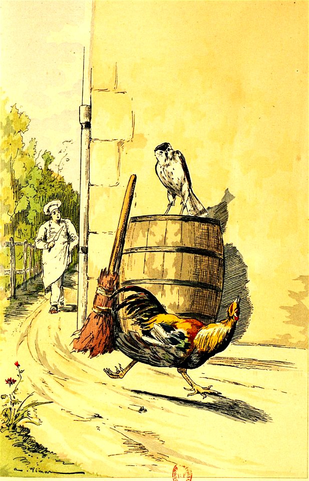 Vimar - Fables de La Fontaine - 08-20 . Le Faucon et le Chapon