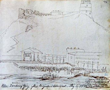 Vilnia, Vialla-Zamkavaja hara. Вільня, Вяльля-Замкавая гара (Č. Maniuška, 08.1842)