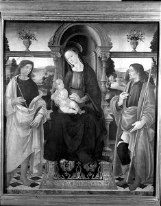 Vincenzo Frediani - Virgin and Child enthroned with Sts. Sebastian and Roch - 1916.1 - Fogg Museum