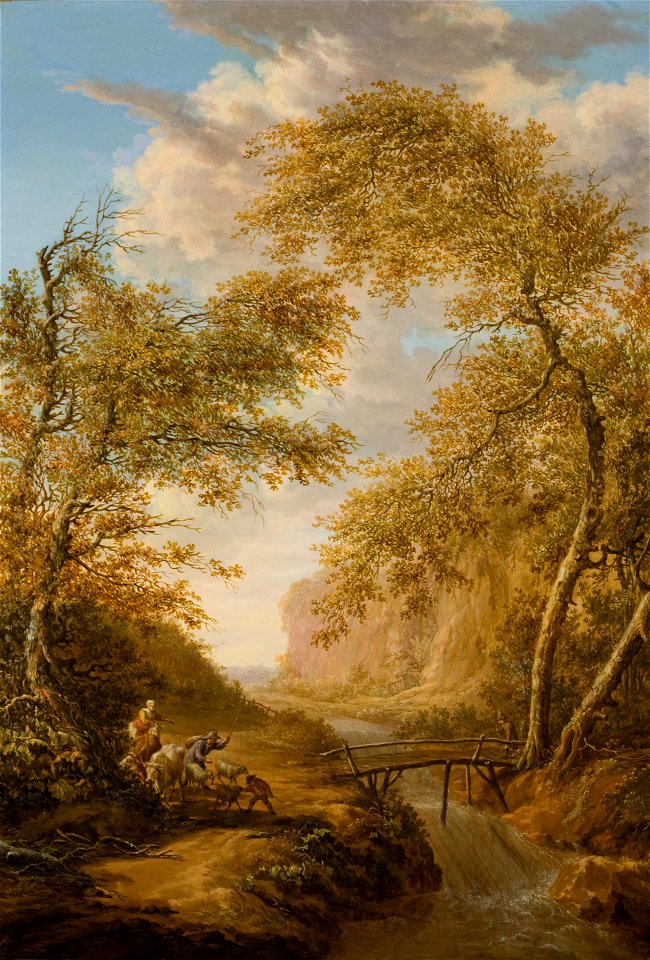 Vincent Jansz. van der Vinne - Bergachtig boslandschap met brug en waterval - BR2883 - Rijksmuseum Twenthe