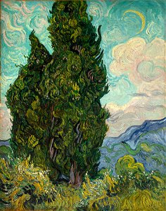 Vincent van Gogh - Cypresses. Free illustration for personal and commercial use.