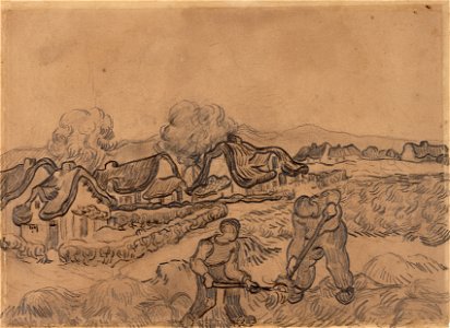 Vincent van Gogh - Landscape with Houses and Two Diggers - F1594r JH1915