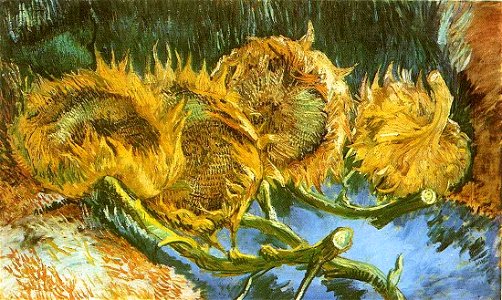 Vincent van Gogh - Four Cut Sunflowers. Free illustration for personal and commercial use.