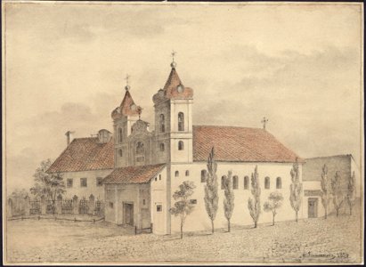 Vilnia, Ludvisarskaja, Banifracki. Вільня, Людвісарская, Баніфрацкі (M. Januševič, 1854)