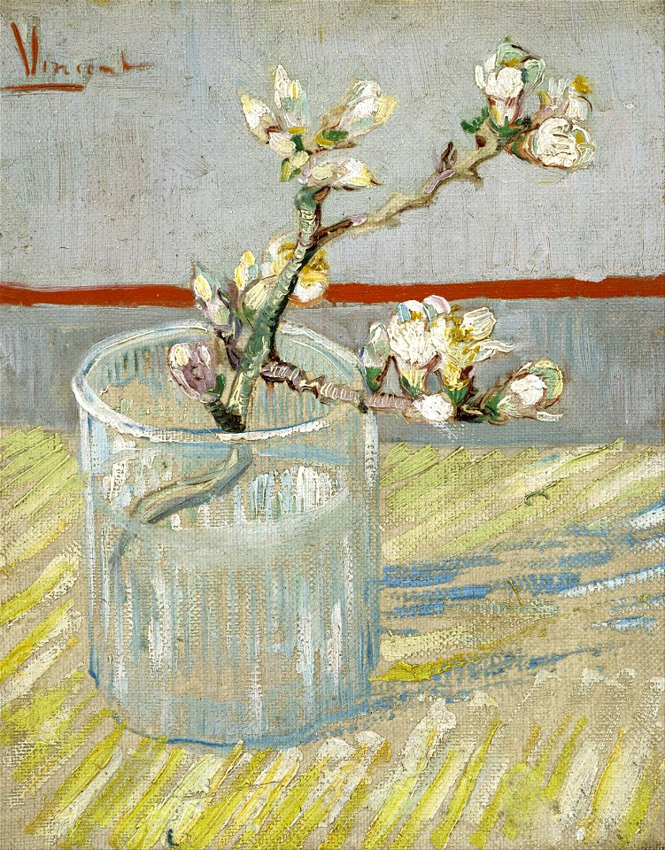 Vincent van Gogh - Sprig of flowering almond in a glass - Google Art Project