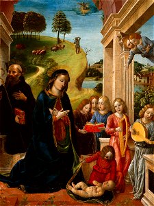 Vincenzo Foppa - Adoration of the Child with St. Benedict and Angels - 68.294 - Detroit Institute of Arts