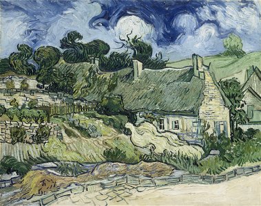 Vincent van Gogh - Thatched Cottages at Cordeville - Google Art Project. Free illustration for personal and commercial use.