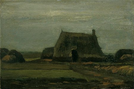 Vincent van Gogh - Farm with stacks of peat - Google Art Project. Free illustration for personal and commercial use.