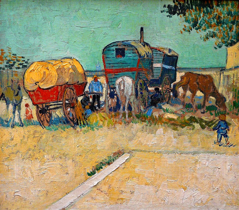 Vincent van Gogh - Les roulottes, campement de bohémiens