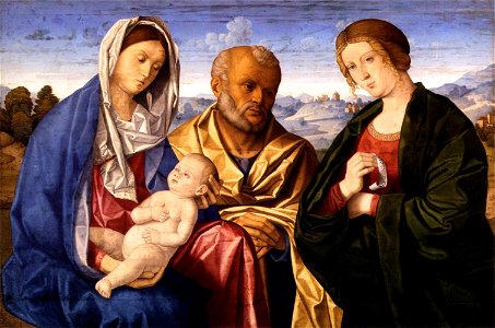 Vincenzo Catena - The Holy Family with a Female Saint - WGA4569. Free illustration for personal and commercial use.