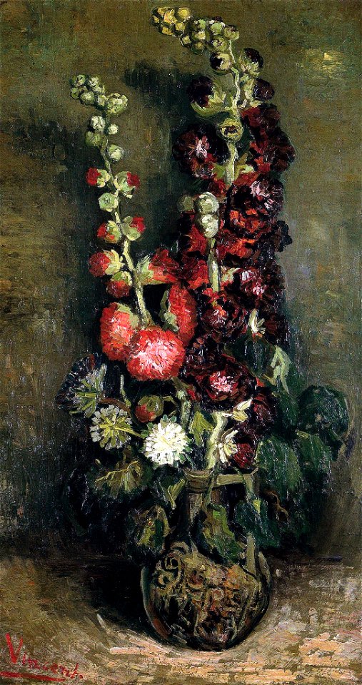 Vincent van Gogh - Vase with Hollyhocks (1886)