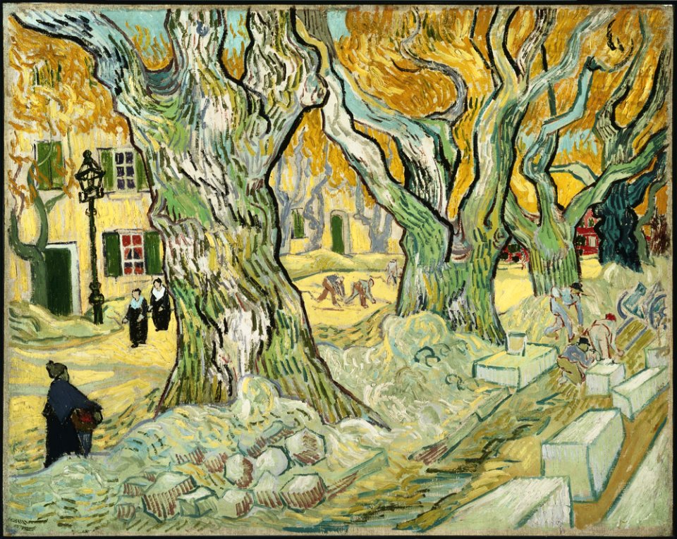 Vincent van Gogh - The Road Menders - Google Art Project. Free illustration for personal and commercial use.