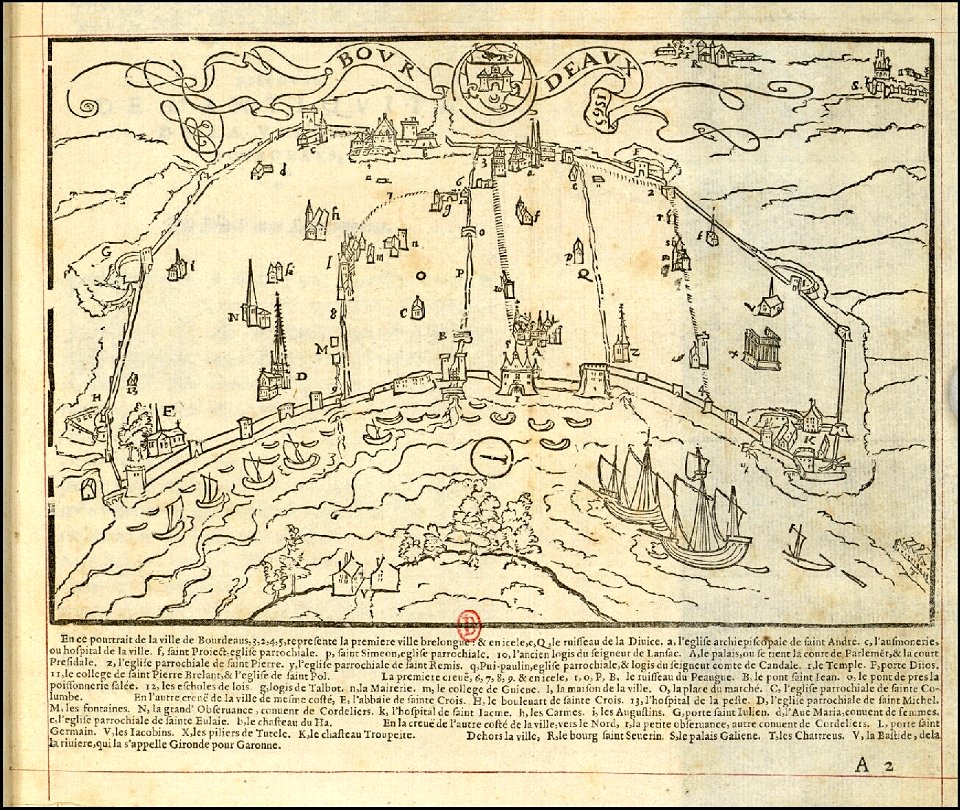 Vinet Antiqvité de Bordeavs plan de la ville (1574)