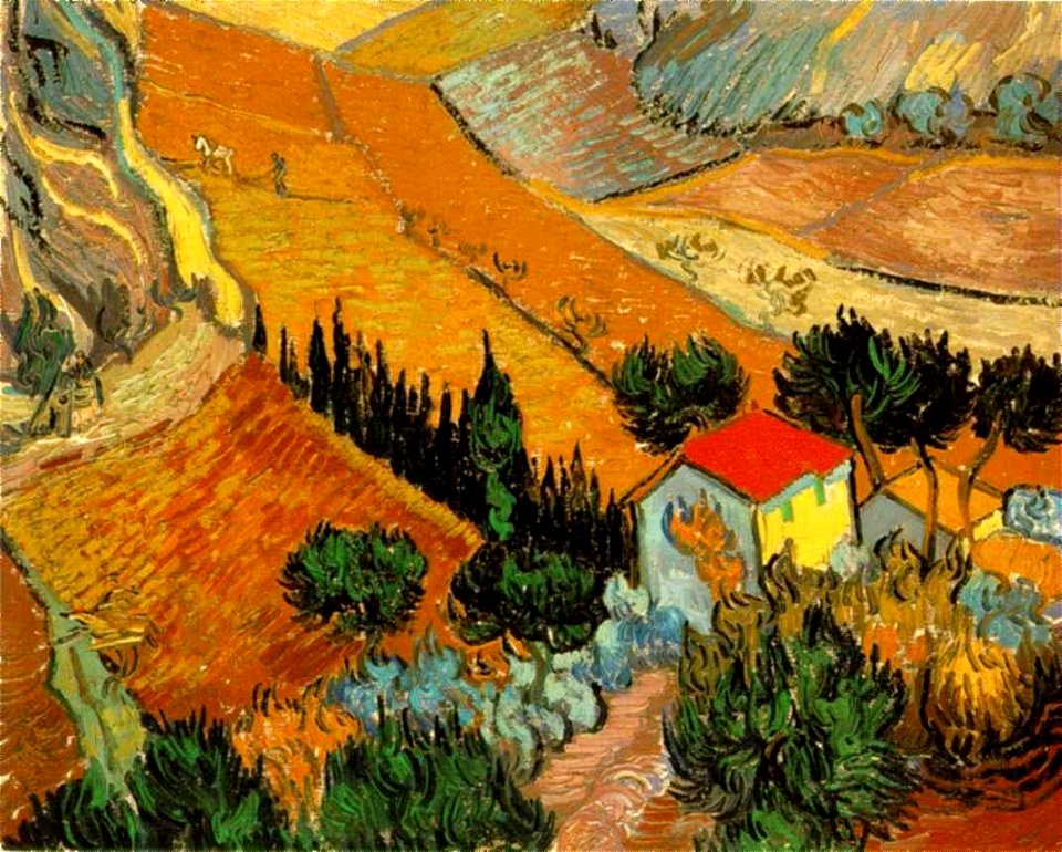 Vincent van Gogh - Valley with Ploughman Seen from Above