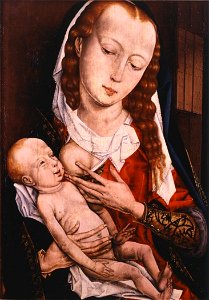 Virgen de la Leche, de un seguidor de Rogier van der Weyden (Museo Nacional de Escultura de España). Free illustration for personal and commercial use.