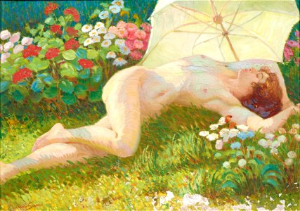 Virginia Tomescu Scrocco Junge Frau mit Sonnenschirm