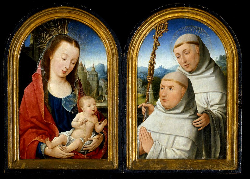 Virgin and Child with Rosary, St. Bernard with Cistercian Monk - Jehan Bellegambe - Frick Art Museum