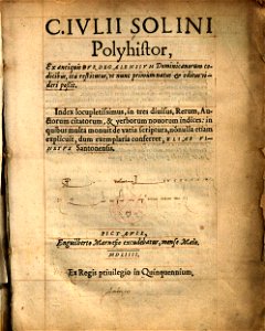 Vinet - C. Julii Solini - Polyhistor (1554)