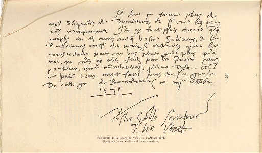 Vinet - lettre 9 octobre 1571