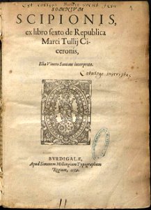Vinet - Cicéron - Somnivm Scipionis etc (1579)