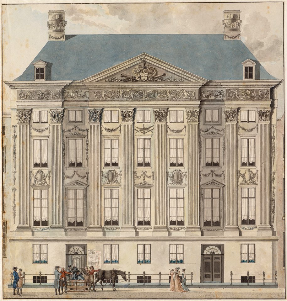 Gable View of the Trippenhuis, Reinier Vinkeles, 1803, drawing, Stadsarchief Amsterdam