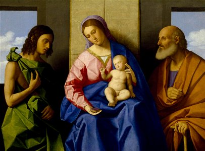 Vincenzo Catena - Virgin and Child with Saints John the Baptist and Joseph - Google Art Project. Free illustration for personal and commercial use.