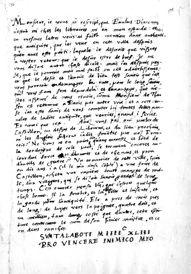 Vinet - lettre 14 novembre 1583 a