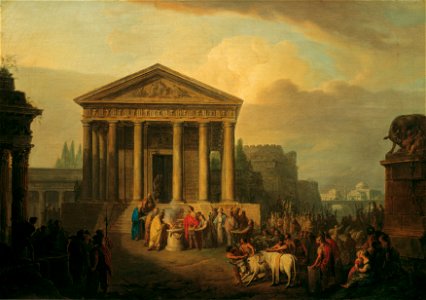 Vinzenz Fischer - Opferhandlung vor römischem Tempel - 5628 - Österreichische Galerie Belvedere