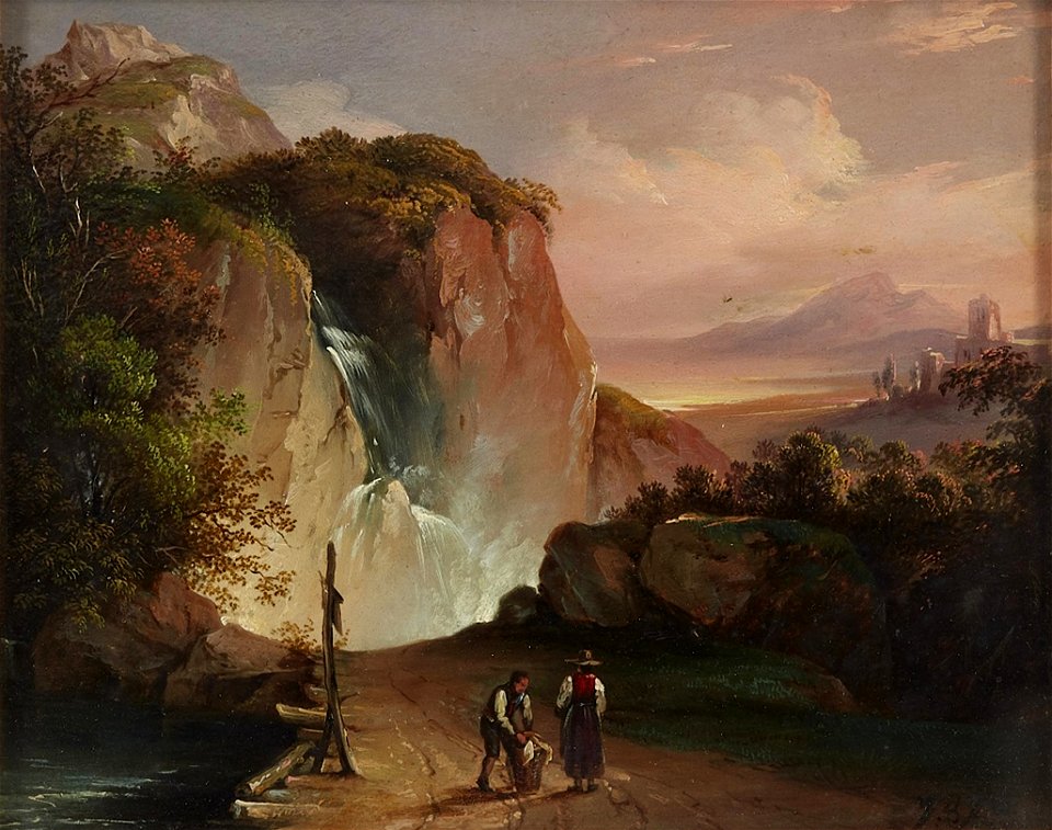 Vinzenz Kreuzer Berglandschaft mit Flussbrücke