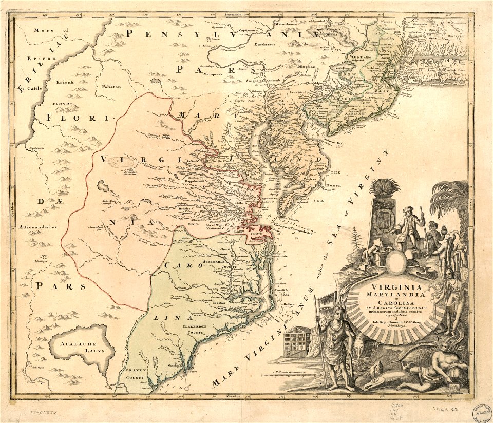 Virginia, Marylandia et Carolina in America septentrionali Britannorum LOC 73691852