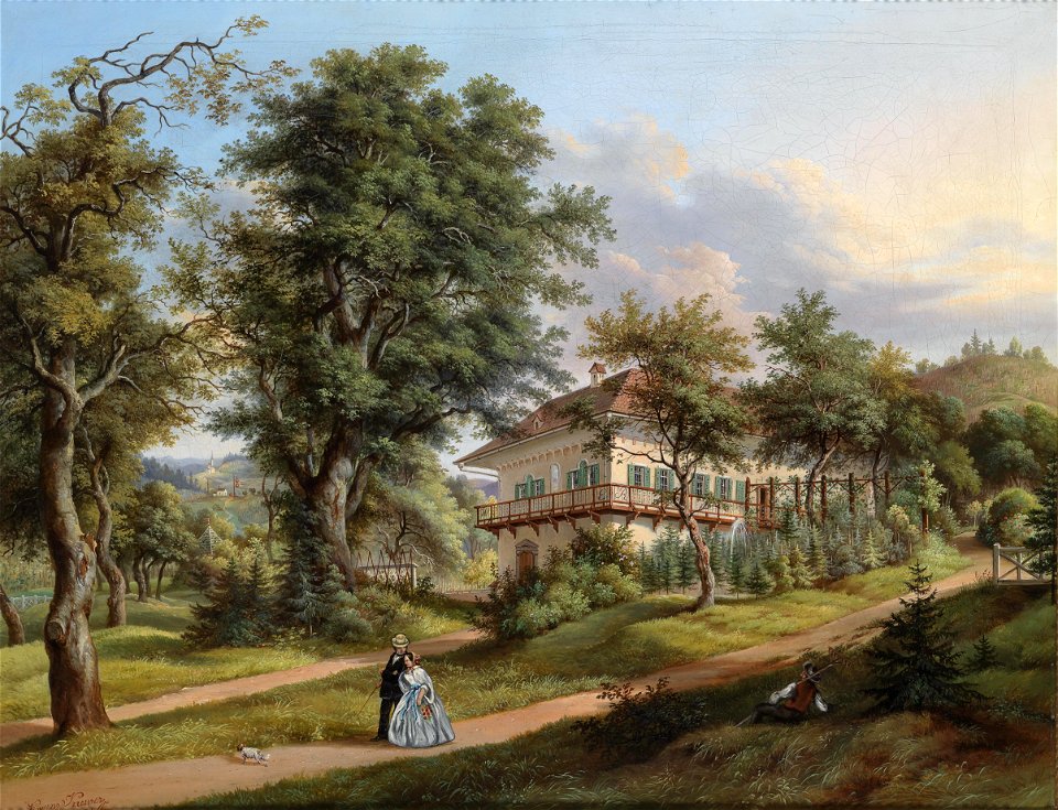 Vinzenz Kreuzer Parklandschaft mit Spaziergängern