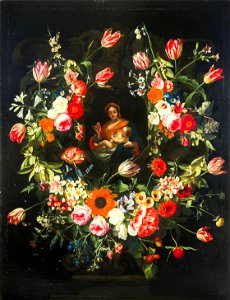 Virgin and Child in a Stone Niche Surrounded by Flowers by Gaspar Peeter Verbruggen I