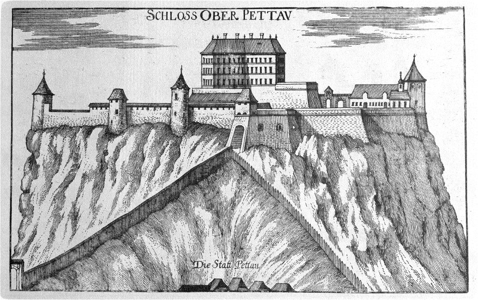 Vischer - Topographia Ducatus Stiriae - 298 Oberpettau - Ptuj - Gornji