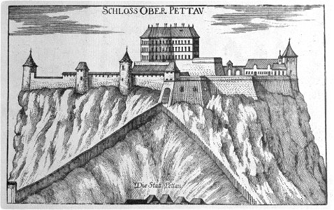Vischer - Topographia Ducatus Stiriae - 298 Oberpettau - Ptuj - Gornji