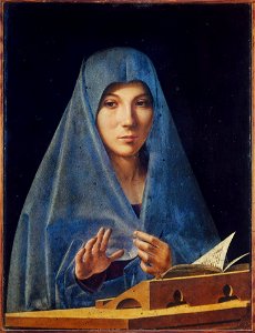 Virgin Annunciate (by Antonello da Messina) - Galleria Regionale della Sicilia, Palermo. Free illustration for personal and commercial use.