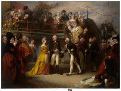 Visit of George III to Howe's Flagship, the 'Queen Charlotte', on 26 June 1794 RMG BHC0476