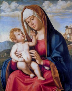 Virgin and Child, by Giovanni-Batista Cima da Conegliano. Free illustration for personal and commercial use.
