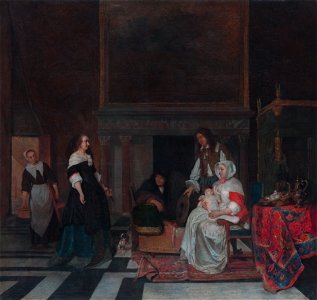 Visit to the nursery, by Gabriël Metsu